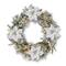 Glitzhome® 24" Pre-Lit Snow Flocked Greenery Pine Poinsettia Christmas Wreath